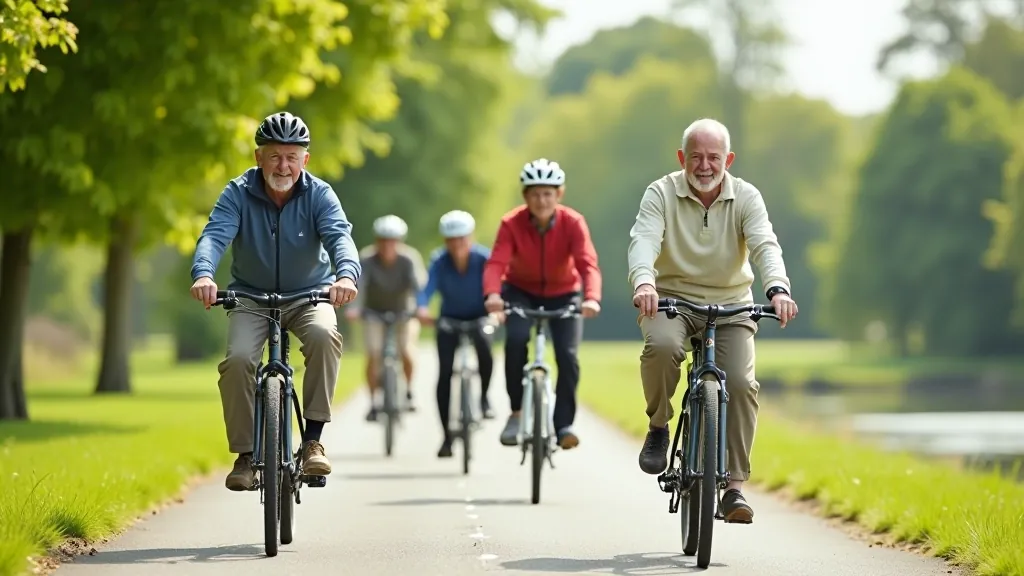 Group of senior cyclists on the Royal Canal path